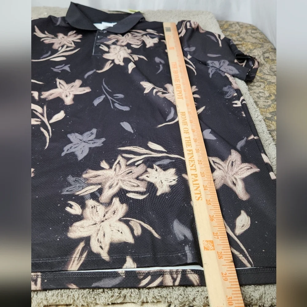 Men's Floral Print Textured Polo Shirt - All In Motion Black/Gray XL
